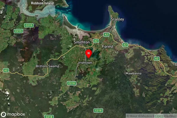 Irishtown,Tasmania Satellite Map