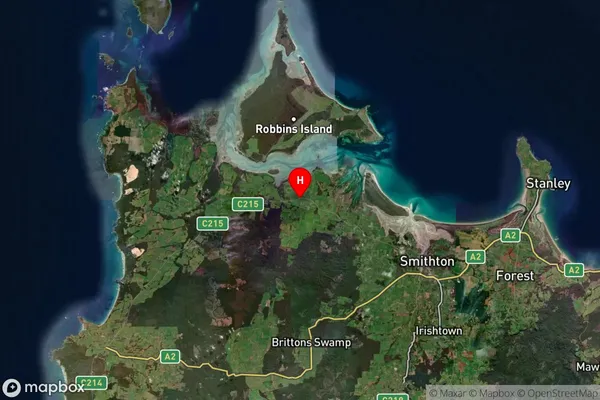 Montagu,Tasmania Satellite Map