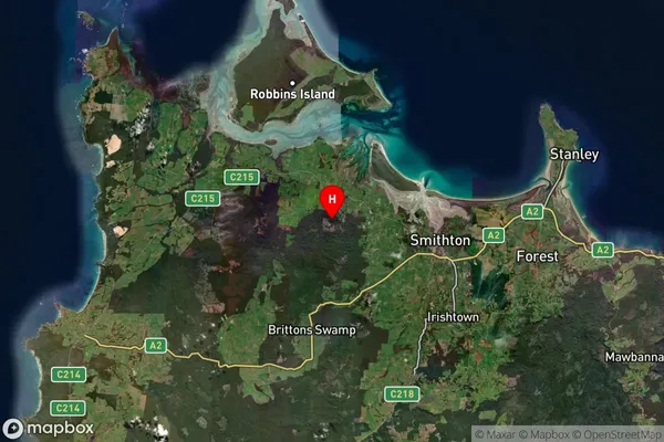 Scopus,Tasmania Satellite Map