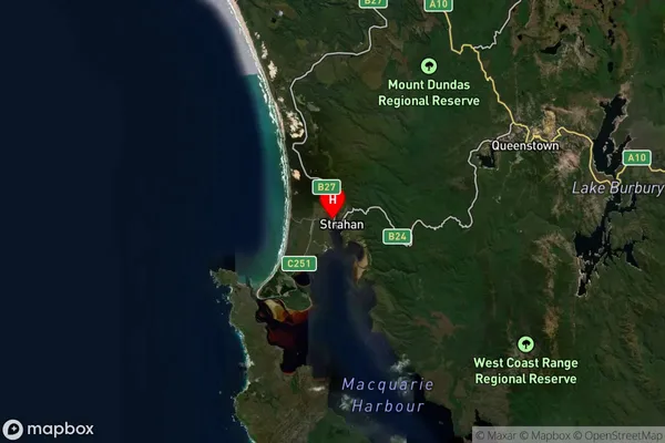 Strahan,Tasmania Satellite Map