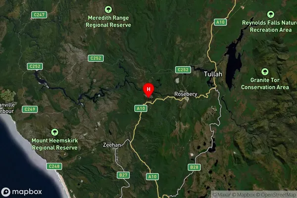 Renison Bell,Tasmania Satellite Map