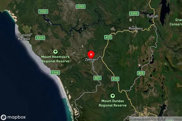 Zeehan,Tasmania Satellite Map