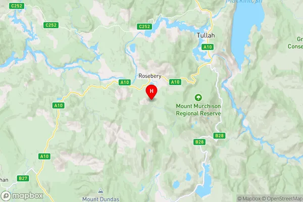 Rosebery,Tasmania Area Map