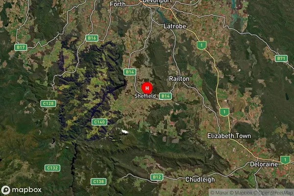 Sheffield,Tasmania Satellite Map