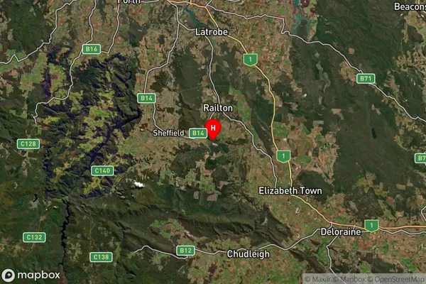 Stoodley,Tasmania Satellite Map