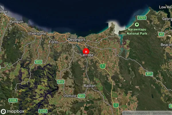 Latrobe,Tasmania Satellite Map