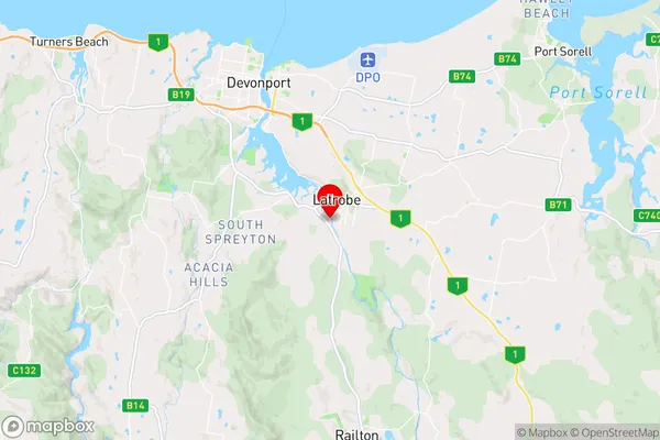 Latrobe,Tasmania Area Map