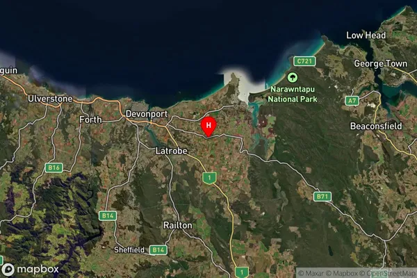 Moriarty,Tasmania Satellite Map