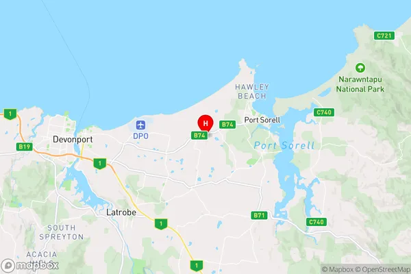 Northdown,Tasmania Area Map