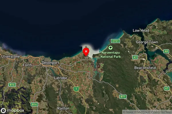 Shearwater,Tasmania Satellite Map