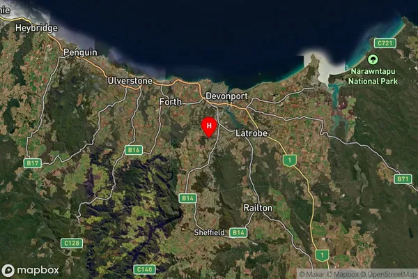 Aberdeen,Tasmania Satellite Map