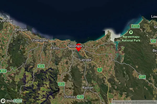 Ambleside,Tasmania Satellite Map