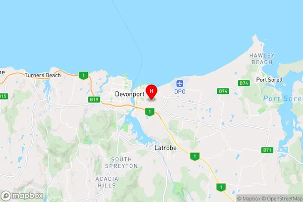 East Devonport,Tasmania Area Map