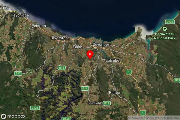 Eugenana,Tasmania Satellite Map