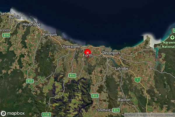 Forth,Tasmania Satellite Map