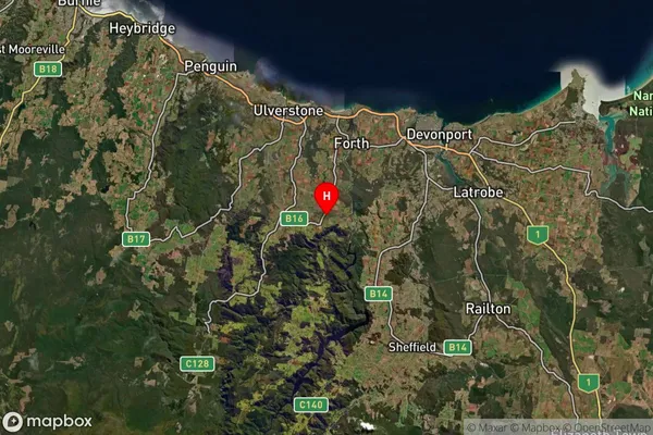 Kindred,Tasmania Satellite Map