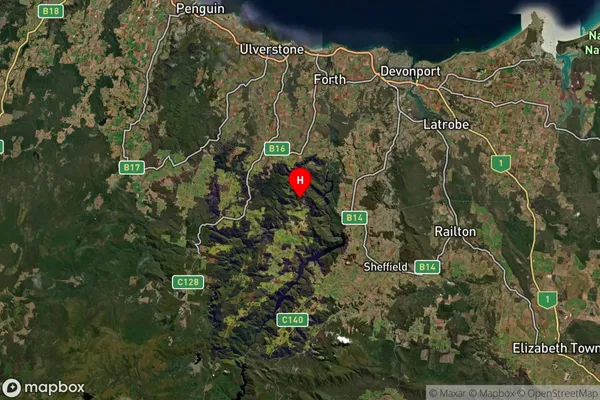 Lower Wilmot,Tasmania Satellite Map