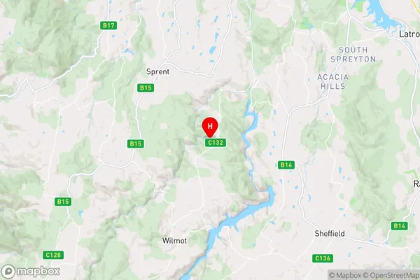 Lower Wilmot,Tasmania Area Map