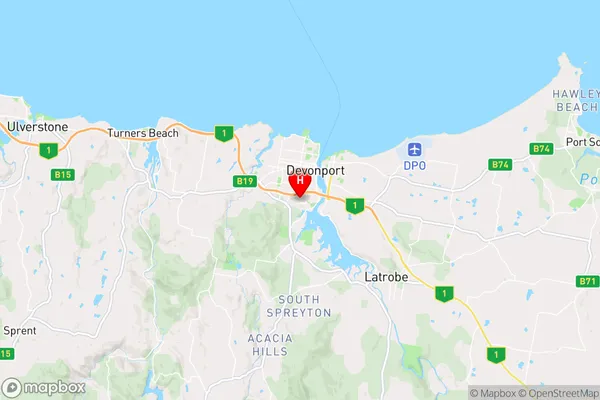 Miandetta,Tasmania Area Map