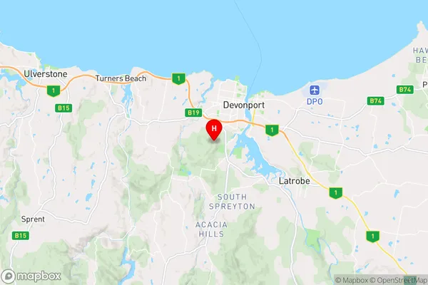 Quoiba,Tasmania Area Map