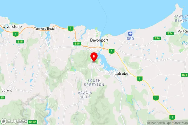 Spreyton,Tasmania Area Map