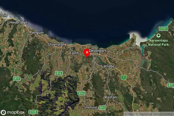 Tugrah,Tasmania Satellite Map