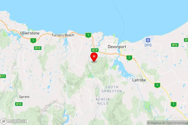 Tugrah,Tasmania Area Map