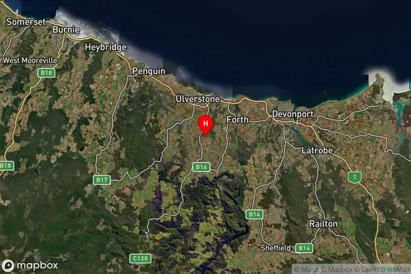 Abbotsham,Tasmania Satellite Map