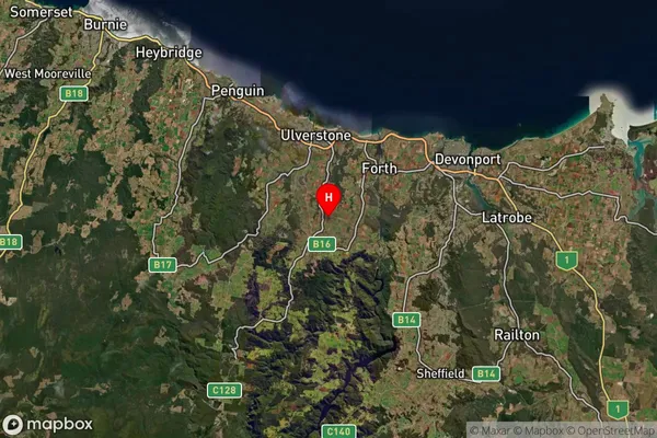 Spalford,Tasmania Satellite Map