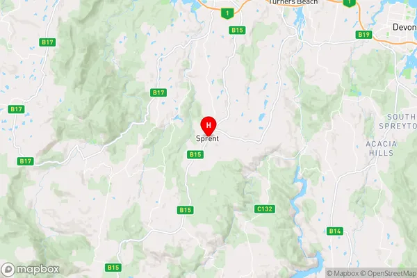 Sprent,Tasmania Area Map