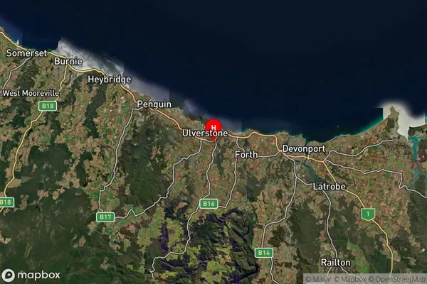 Ulverstone,Tasmania Satellite Map