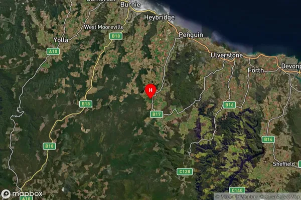 South Riana,Tasmania Satellite Map