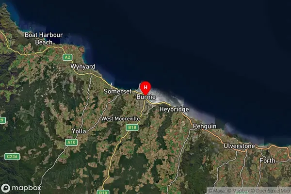 Burnie,Tasmania Satellite Map