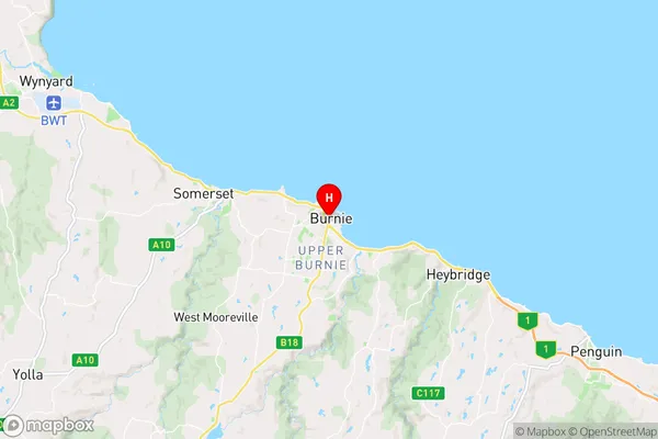 Burnie,Tasmania Area Map