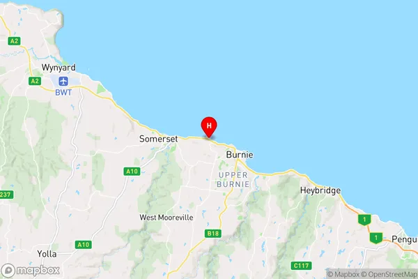 Cooee,Tasmania Area Map