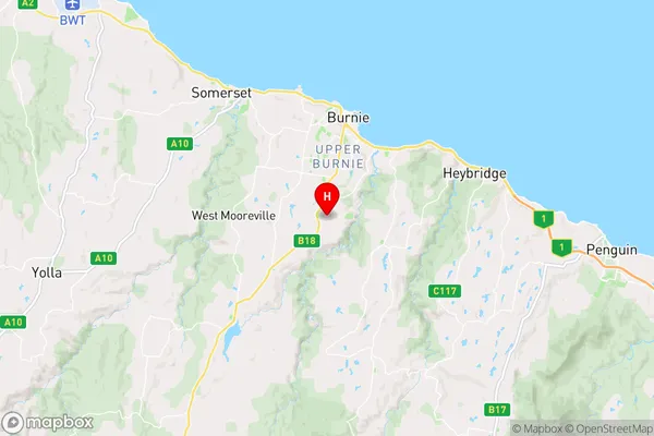 Romaine,Tasmania Area Map