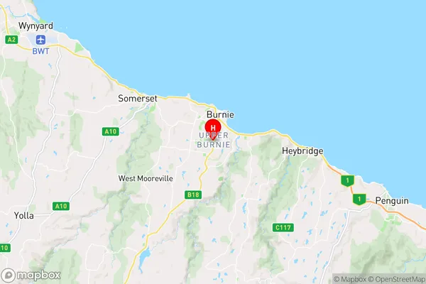 Upper Burnie,Tasmania Area Map