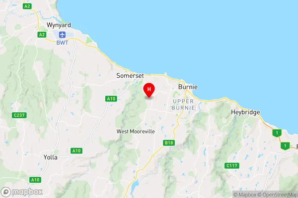 East Cam,Tasmania Area Map