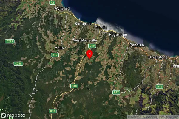 East Ridgley,Tasmania Satellite Map