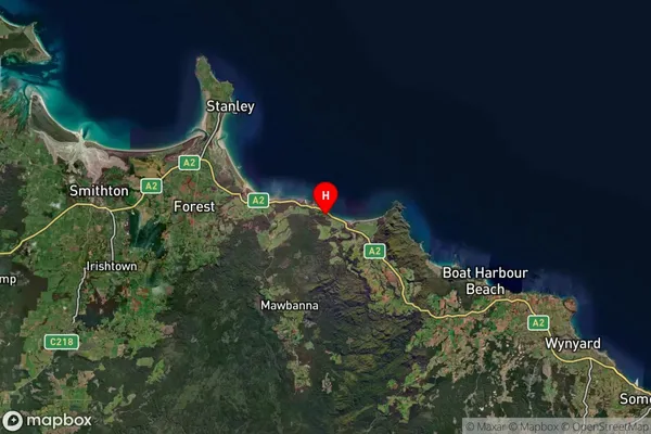 Edgcumbe Beach,Tasmania Satellite Map