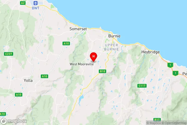 Mooreville,Tasmania Area Map