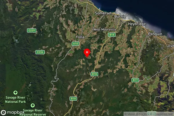 Tewkesbury,Tasmania Satellite Map