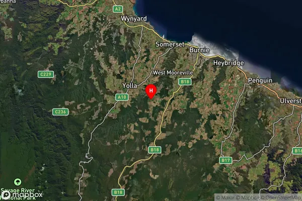 West Ridgley,Tasmania Satellite Map