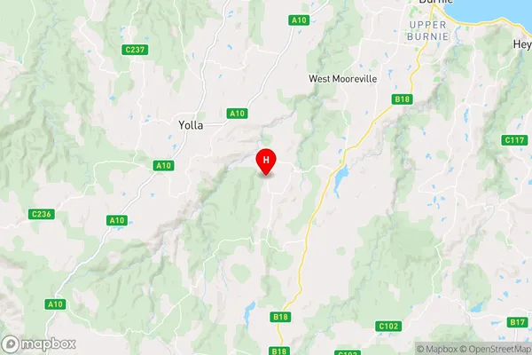 West Ridgley,Tasmania Area Map