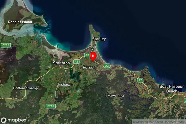 Wiltshire,Tasmania Satellite Map