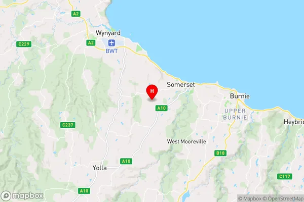 Somerset,Tasmania Area Map