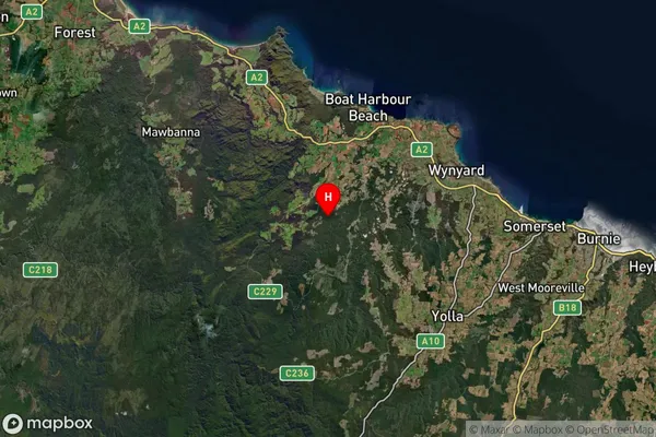 Lapoinya,Tasmania Satellite Map