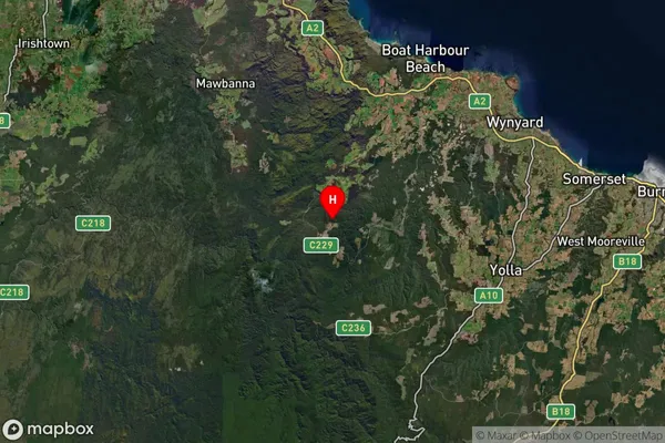 Meunna,Tasmania Satellite Map