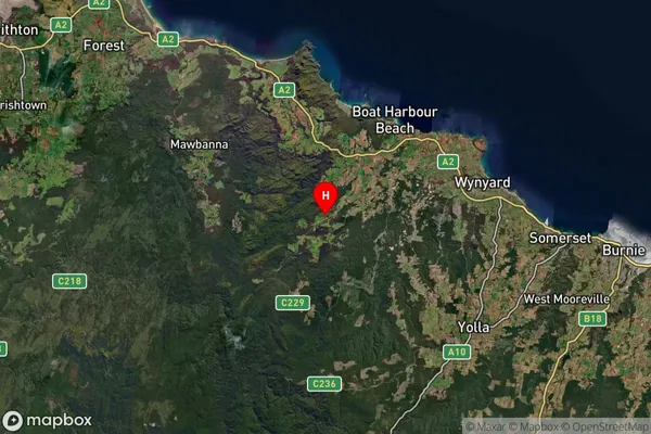 Milabena,Tasmania Satellite Map