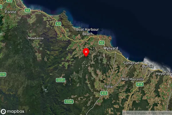 Moorleah,Tasmania Satellite Map